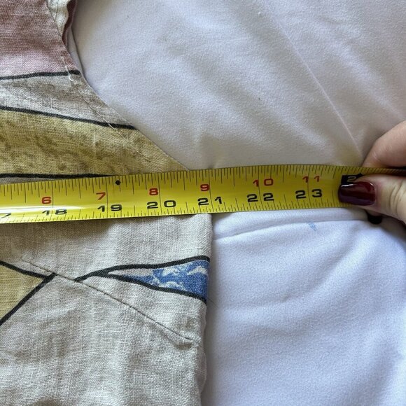 Vintage 90s Y2K Realize Womens Size XXL Linen Blend Waves Abstract Pockets Beach - Picture 4 of 6